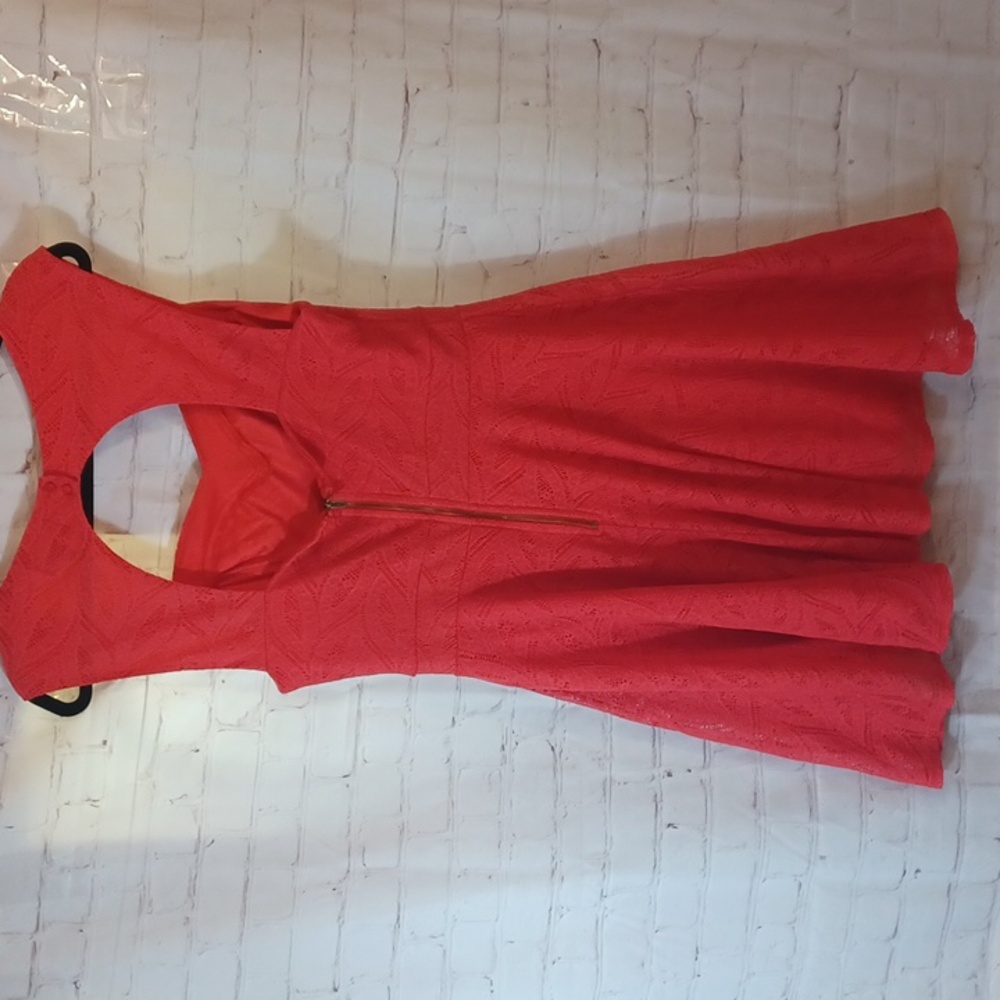 Y2K DressT Orange Lace Skater Dress Lined Bow Back Night Out 12 - Picture 6 of 13